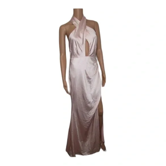 ELLIATT Blush Pink Cross Front Satin Maxi Gown Medium NWT - Picture 13 of 16
